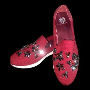 Yellow Box Maroon Slip-on Sneakers With BLING! Women’s Sz 9.5